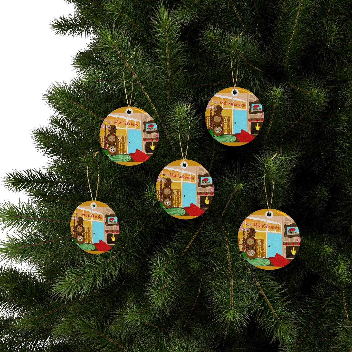 #3 Coconut Family Christmas  Ceramic Ornaments (1pcs, 5pcs, 10pcs)