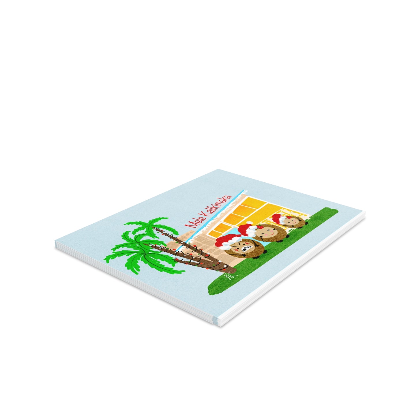 Mele Kalikimaka Coconut Family (daughter) Blank Greeting cards (8, 16, and 24 pcs)
