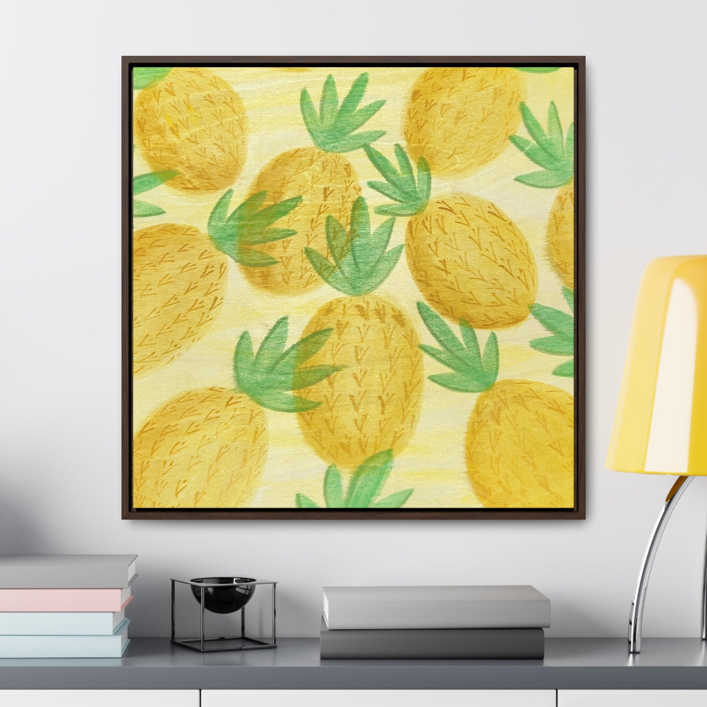 Canvas Print, Pineapple Pattern Square Frame Wall Art