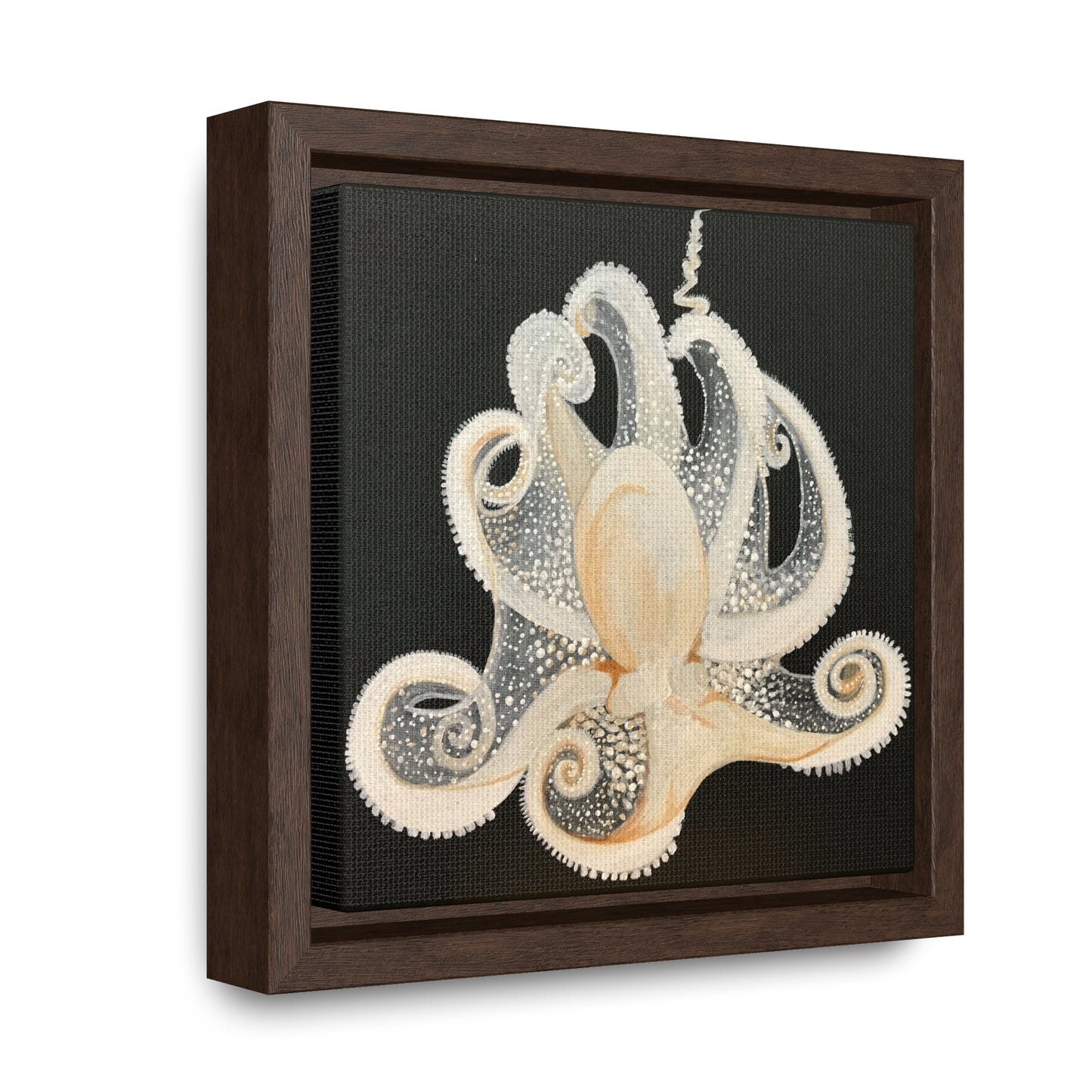 White Octopus, canvas print framed mini in 6x6 and 10x10