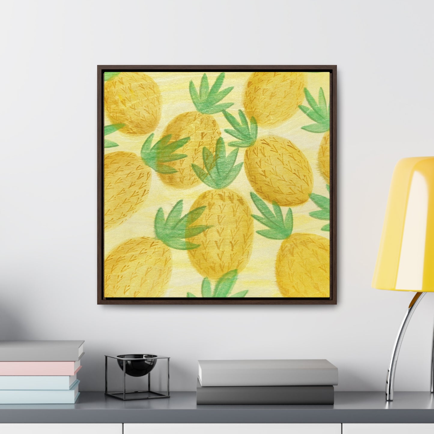 Canvas Print, Pineapple Pattern Square Frame Wall Art