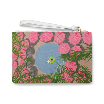 Royal Hawaiian Pool Clutch Vegan Leather Clutch Bag — Saffiano Wristlet for Nights Out