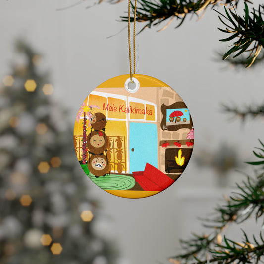 #3 Coconut Family Christmas  Ceramic Ornaments (1pcs, 5pcs, 10pcs)
