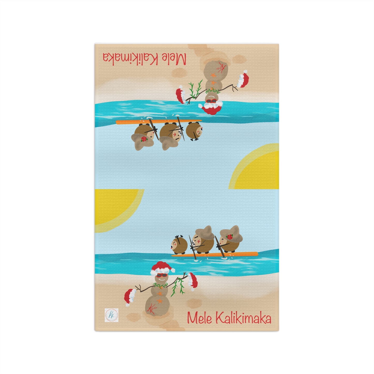 Coconut Family Christmas Paddling Soft Tea Towel