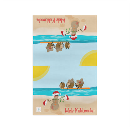 Coconut Family Christmas Paddling Soft Tea Towel