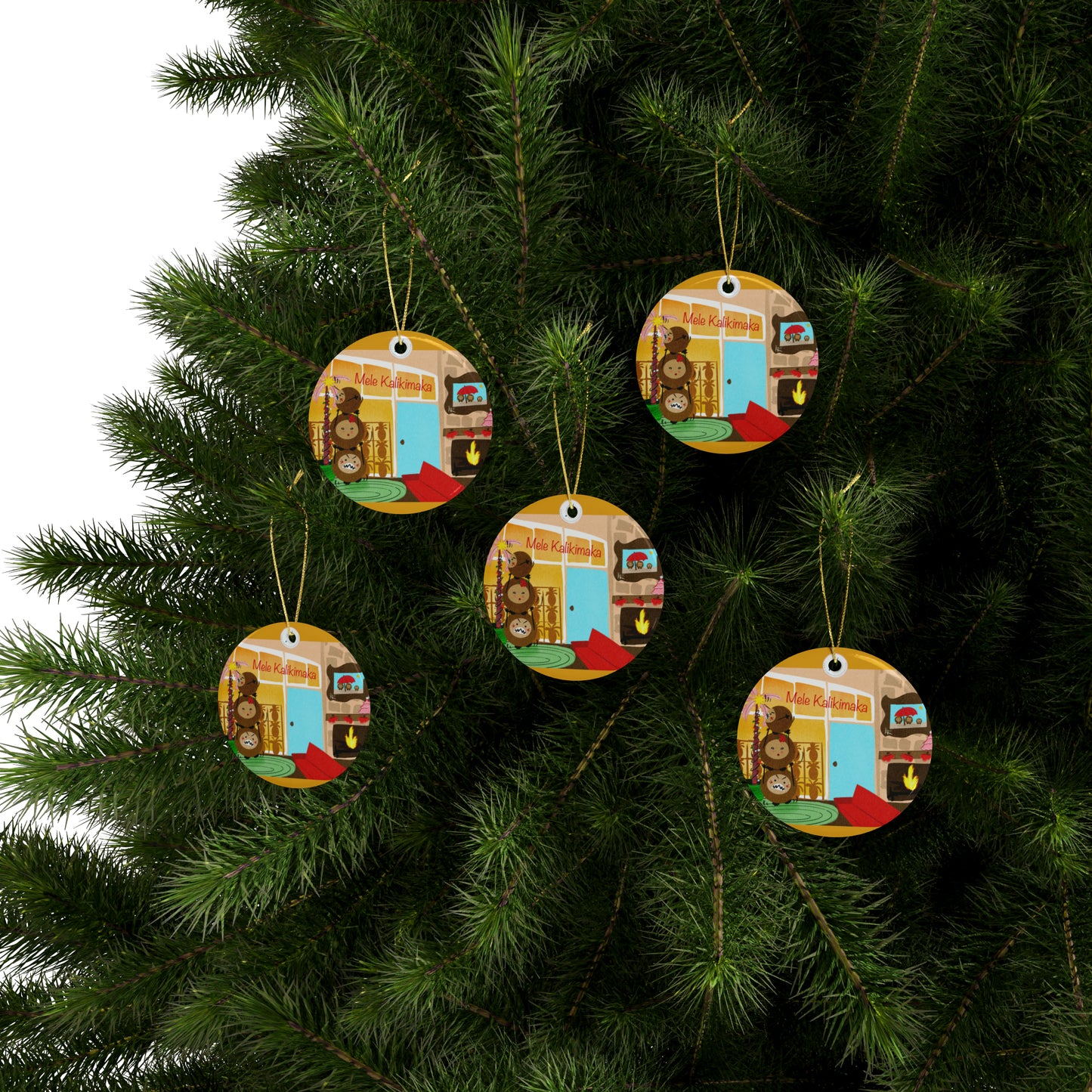 #3 Coconut Family Christmas  Ceramic Ornaments (1pcs, 5pcs, 10pcs, 20pcs)