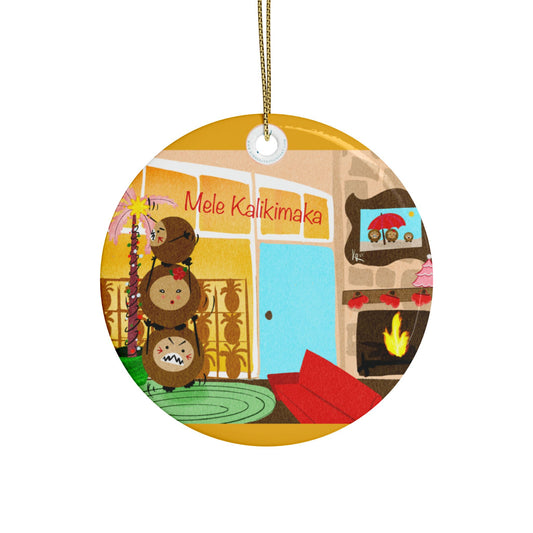 #3 Coconut Family Christmas  Ceramic Ornaments (1pcs, 5pcs, 10pcs)