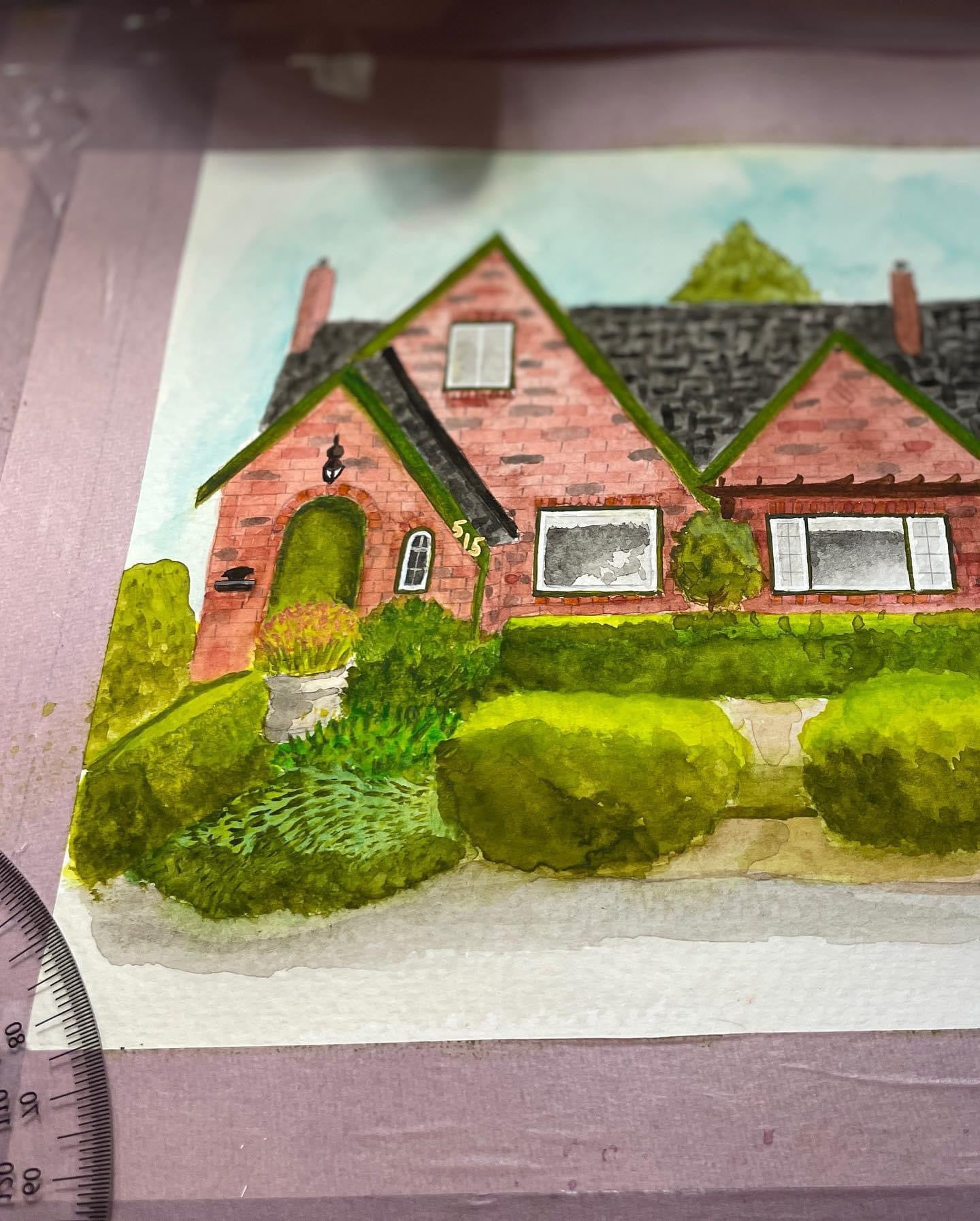 Watercolor Home Commissions 11x14