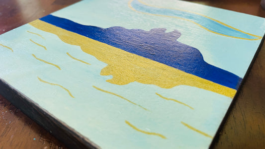 "Bora-Bora", 6x6" acrylic on wood with stained sides