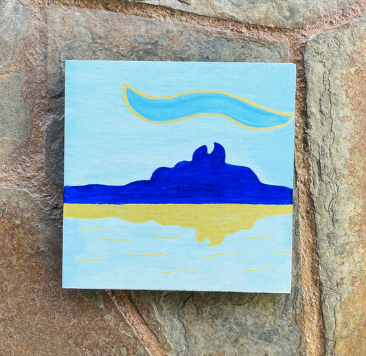 "Bora-Bora", 6x6" acrylic on wood with stained sides