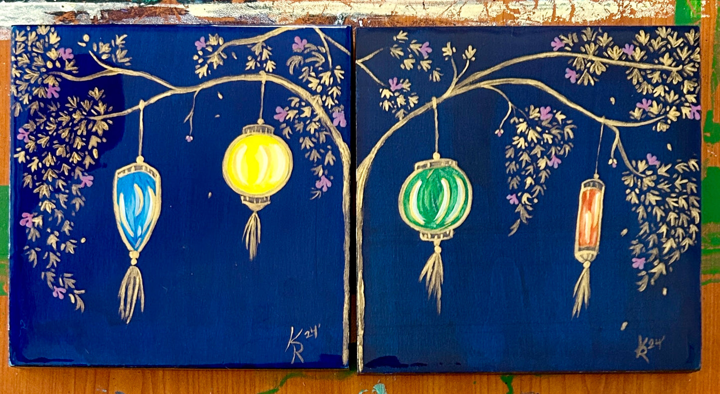 Korean Lanterns (mini's)  Blue set 6x6"