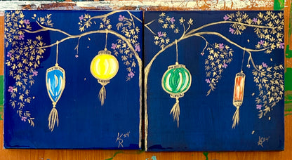 Korean Lanterns (mini's)  Blue set 6x6"