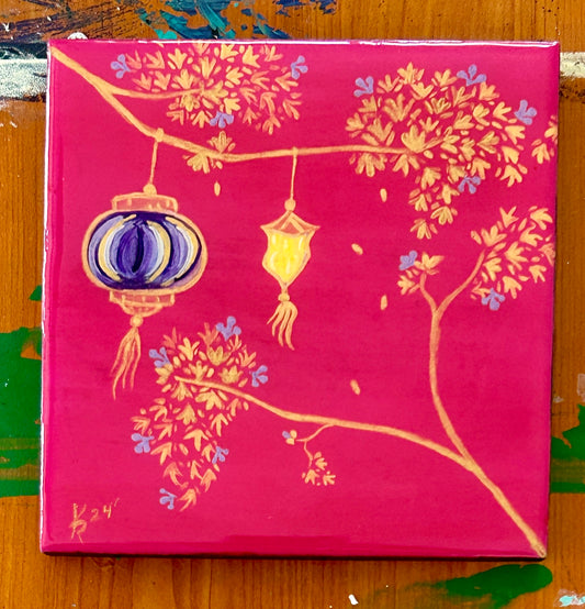 Korean Lanterns (mini) PINK single 6x6"