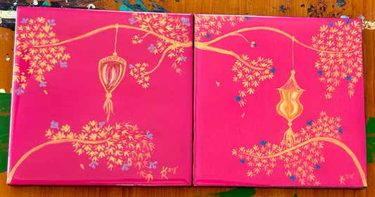 Korean Lanterns (mini's)  PINK set 6x6