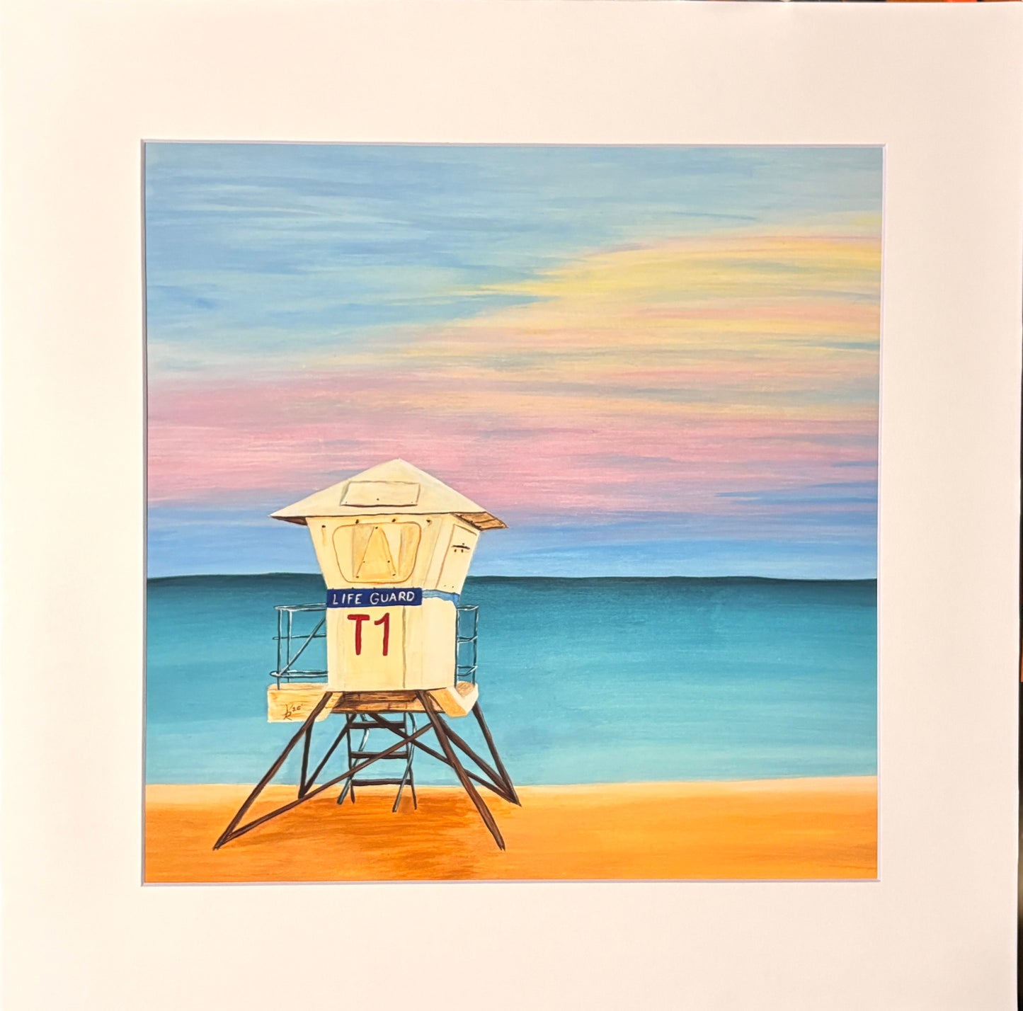 White Plains Lifeguard Stand, Oahu 12x12" Matted