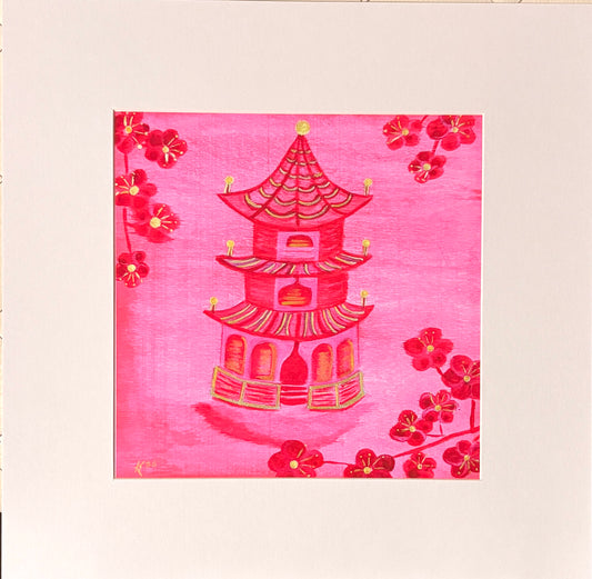 Pink Pagoda 7.5 x 7.5" with mat