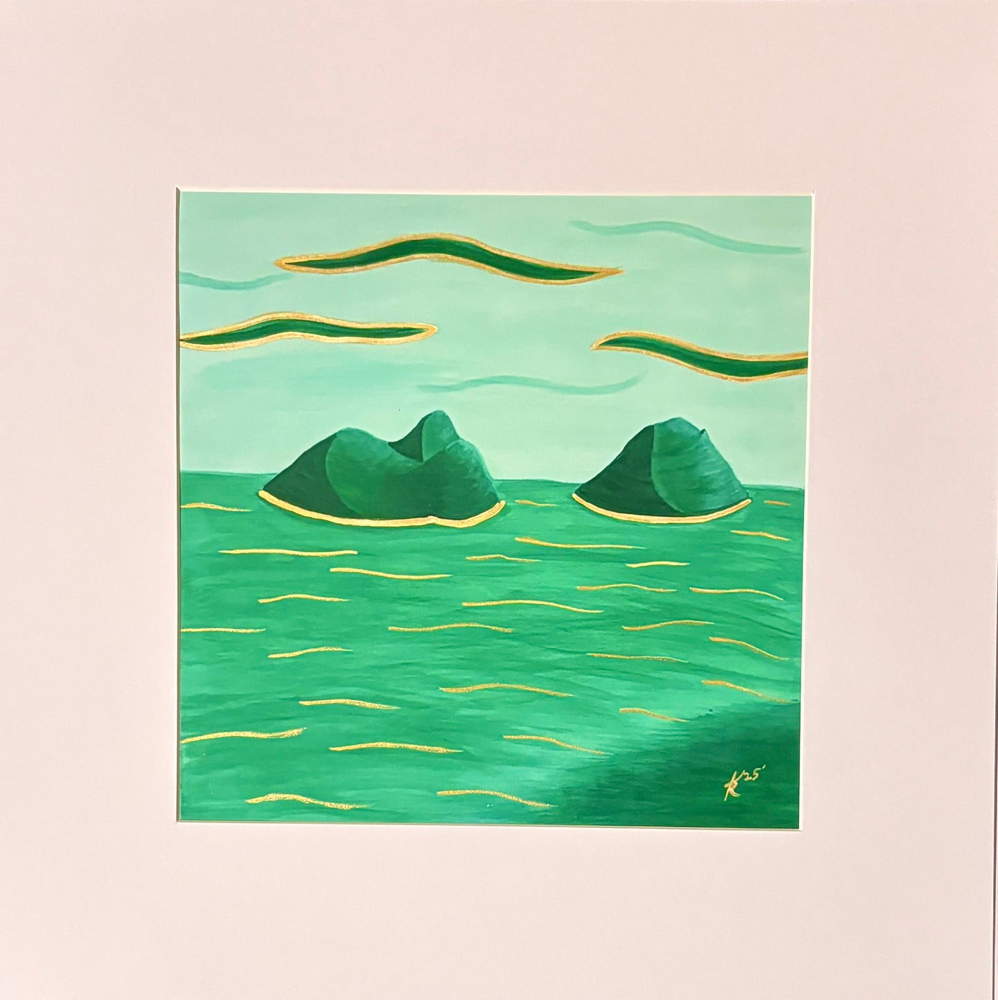 NāMokulua (Mokes Islands) 7.5 x 7.5" with mat