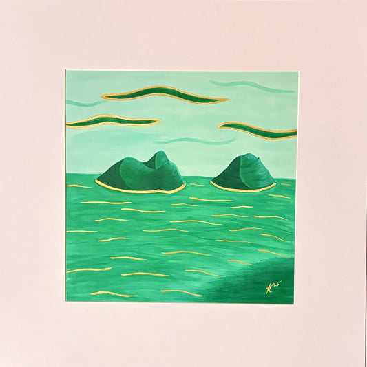 NāMokulua (Mokes Islands) 7.5 x 7.5" with mat