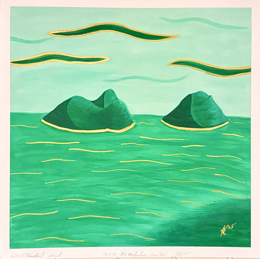 NāMokulua (Mokes Islands) 12 x 12" with mat
