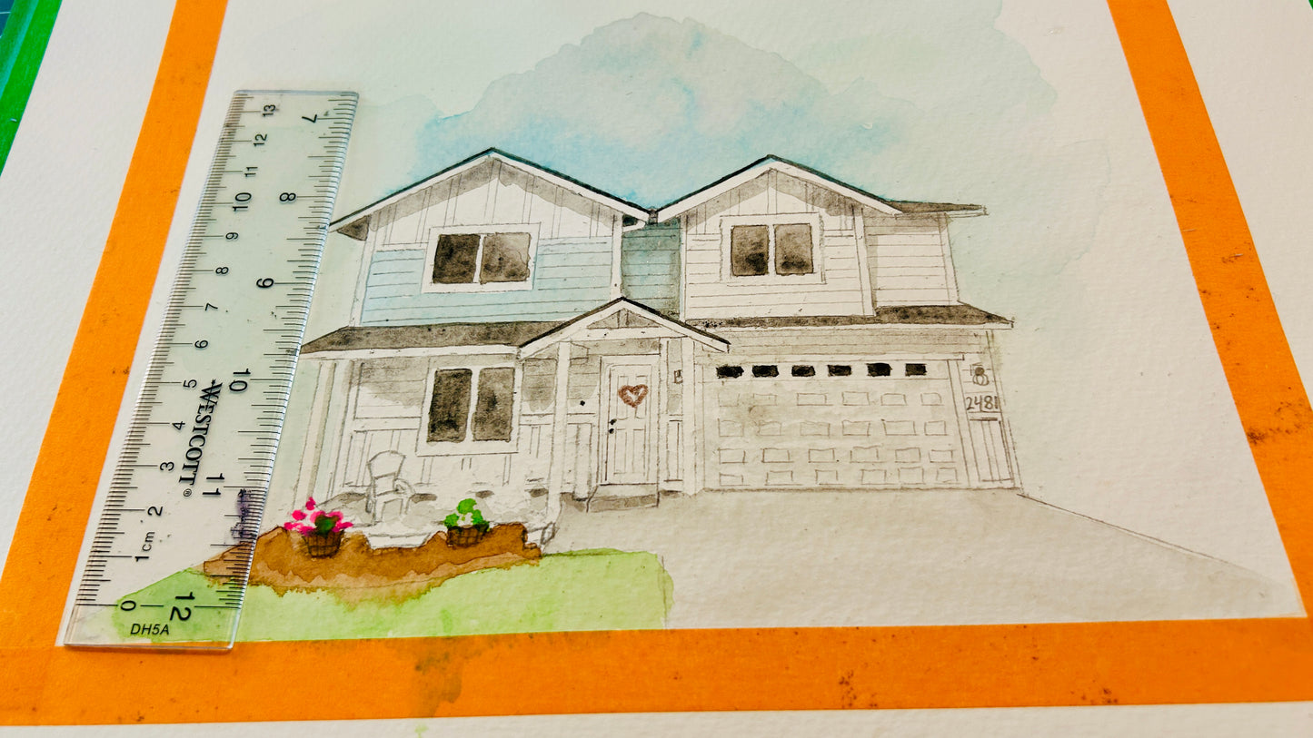 Watercolor Home Commissions 11x14