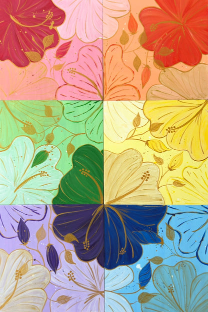 Hibiscus Rainbow Garden Collage, Original