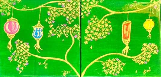 Korean Lanterns (mini's)  Green set 6x6"