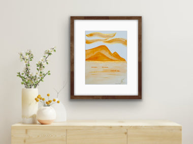 Orange and gold Diamond Head and Outriggers ... 11x14"
