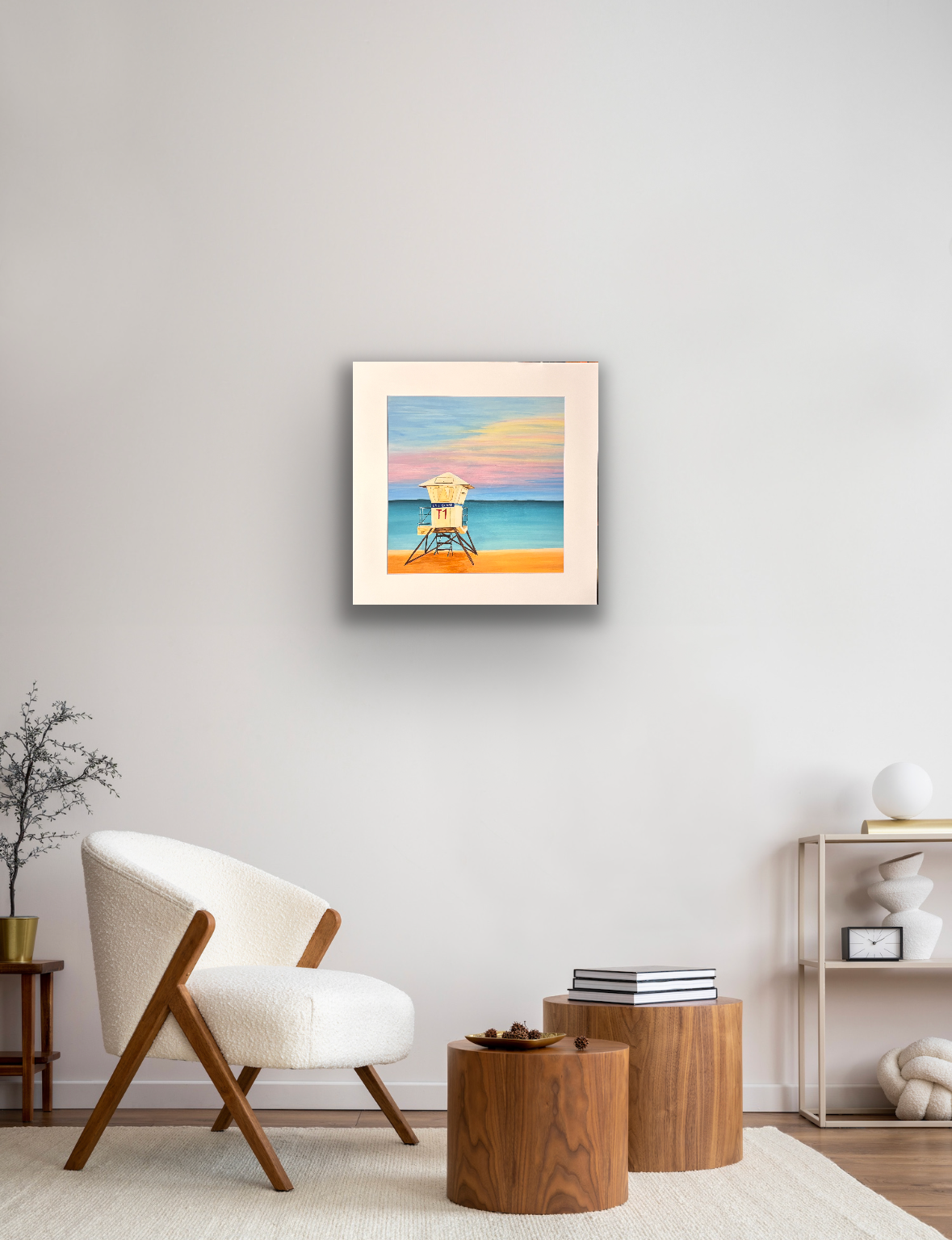 White Plains Lifeguard Stand, Oahu 12x12" Matted