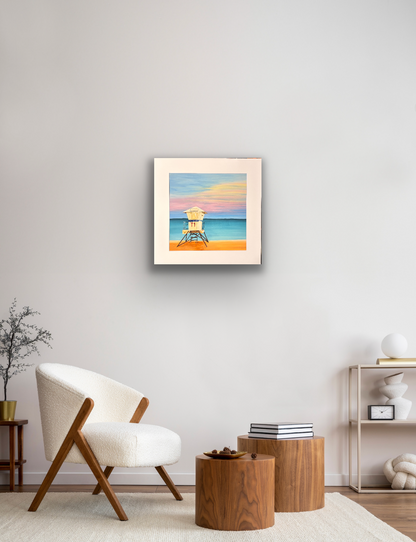 White Plains Lifeguard Stand, Oahu 12x12" Matted