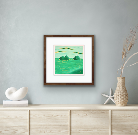 NāMokulua (Mokes Islands) 12 x 12" with mat