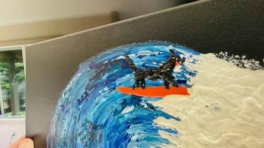 Black Surf Dog! 11x14x.5