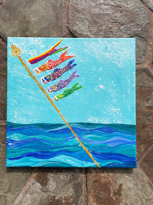 Koinobori 12x12" Acrylic on Canvas