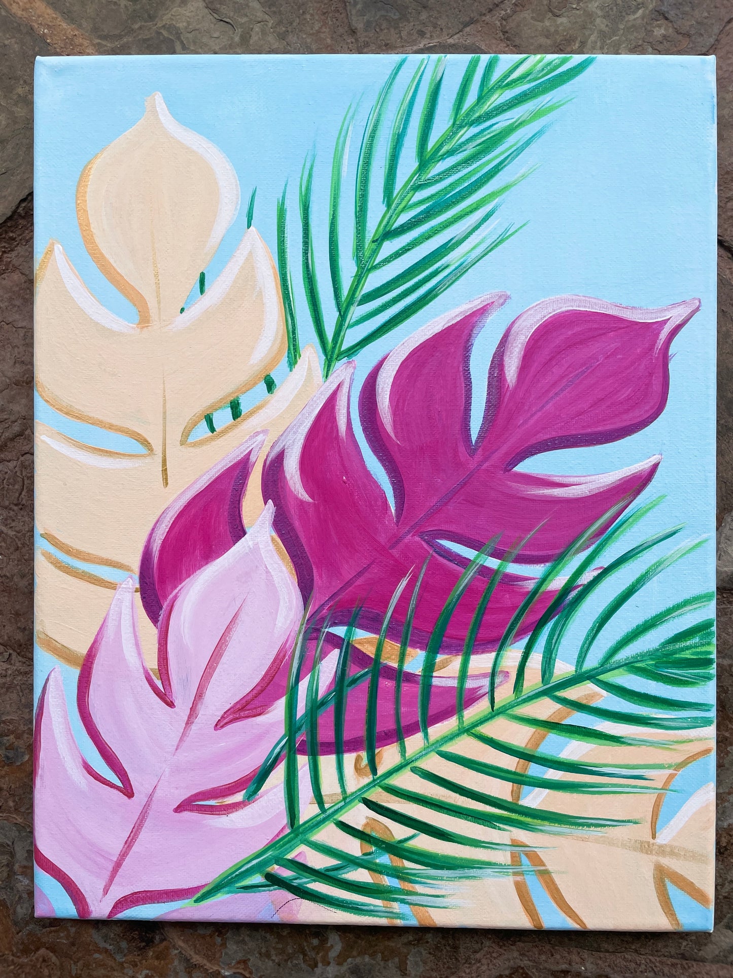 Tropical Leaves   Original 11x14" acrylic on canvas